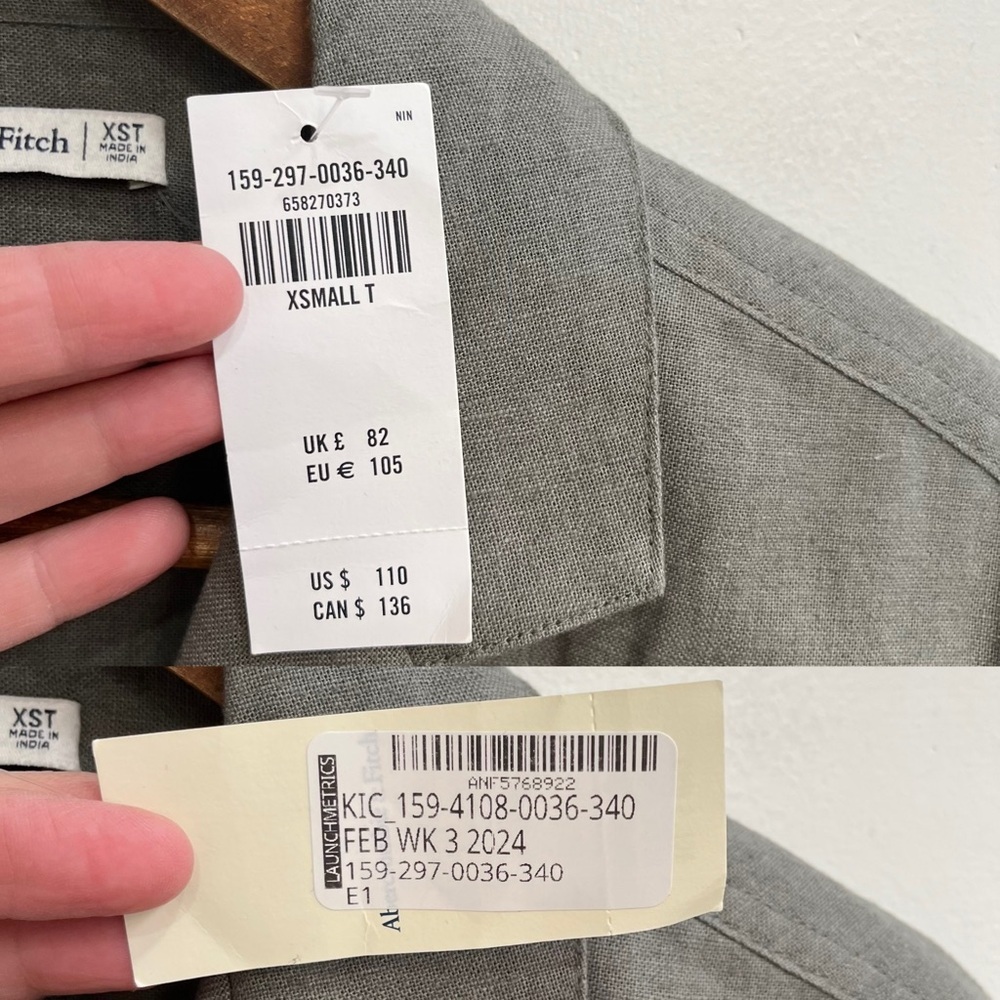 Abercrombie & Fitch Linen-Blend Utility Boiler Suit Jumpsuit Olive Green XS Tall - Picture 15 of 15